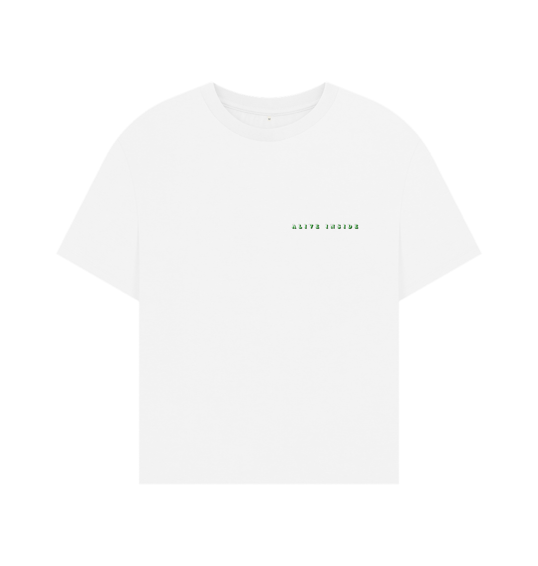 White Women's \"Alive Inside\" Oversize Tee