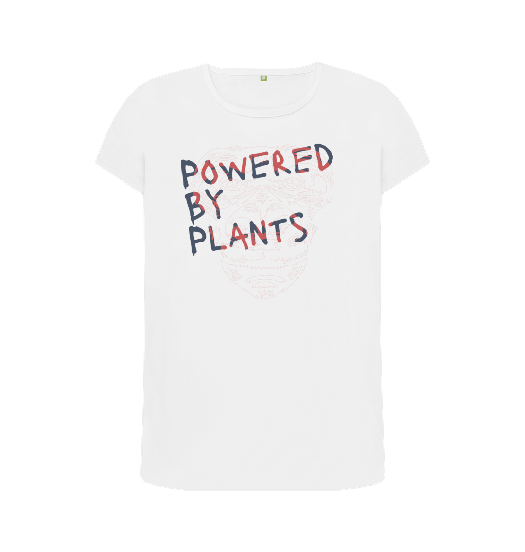 White Women's \"Powered By Plants\" Tee